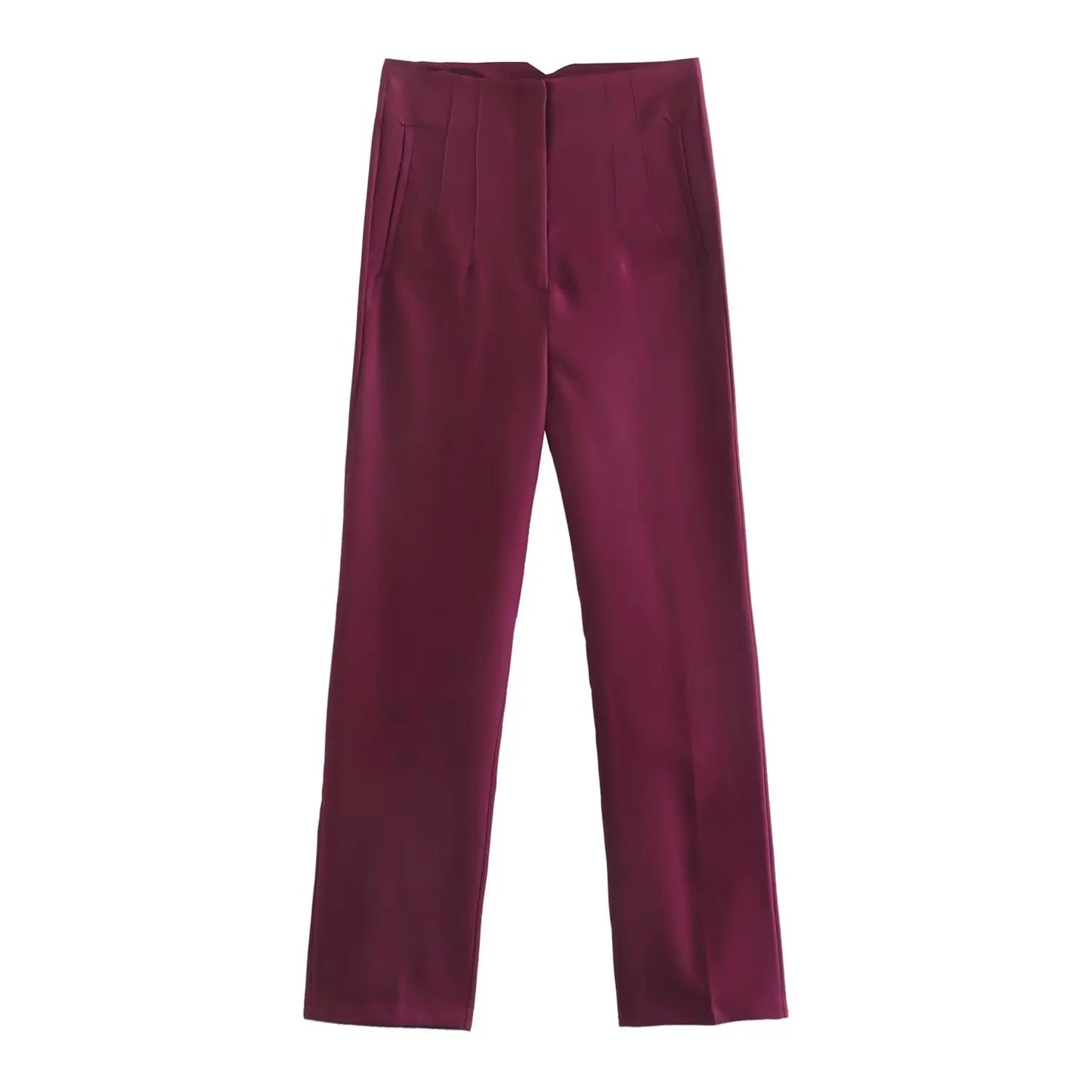 Women Fashion High Waist Zipper Trousers