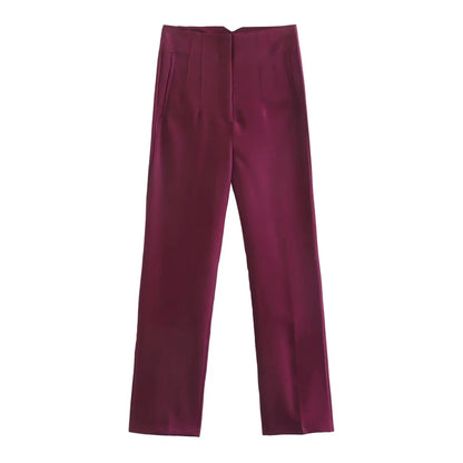 Women Fashion High Waist Zipper Trousers