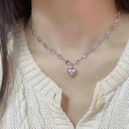 Crystal Angel Wings Heart Necklace