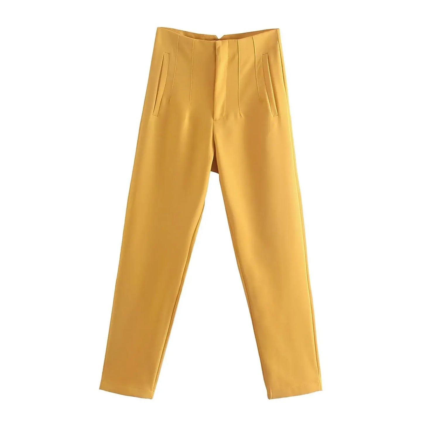 Women Fashion High Waist Zipper Trousers