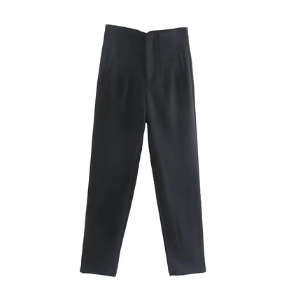 Women Fashion High Waist Zipper Trousers