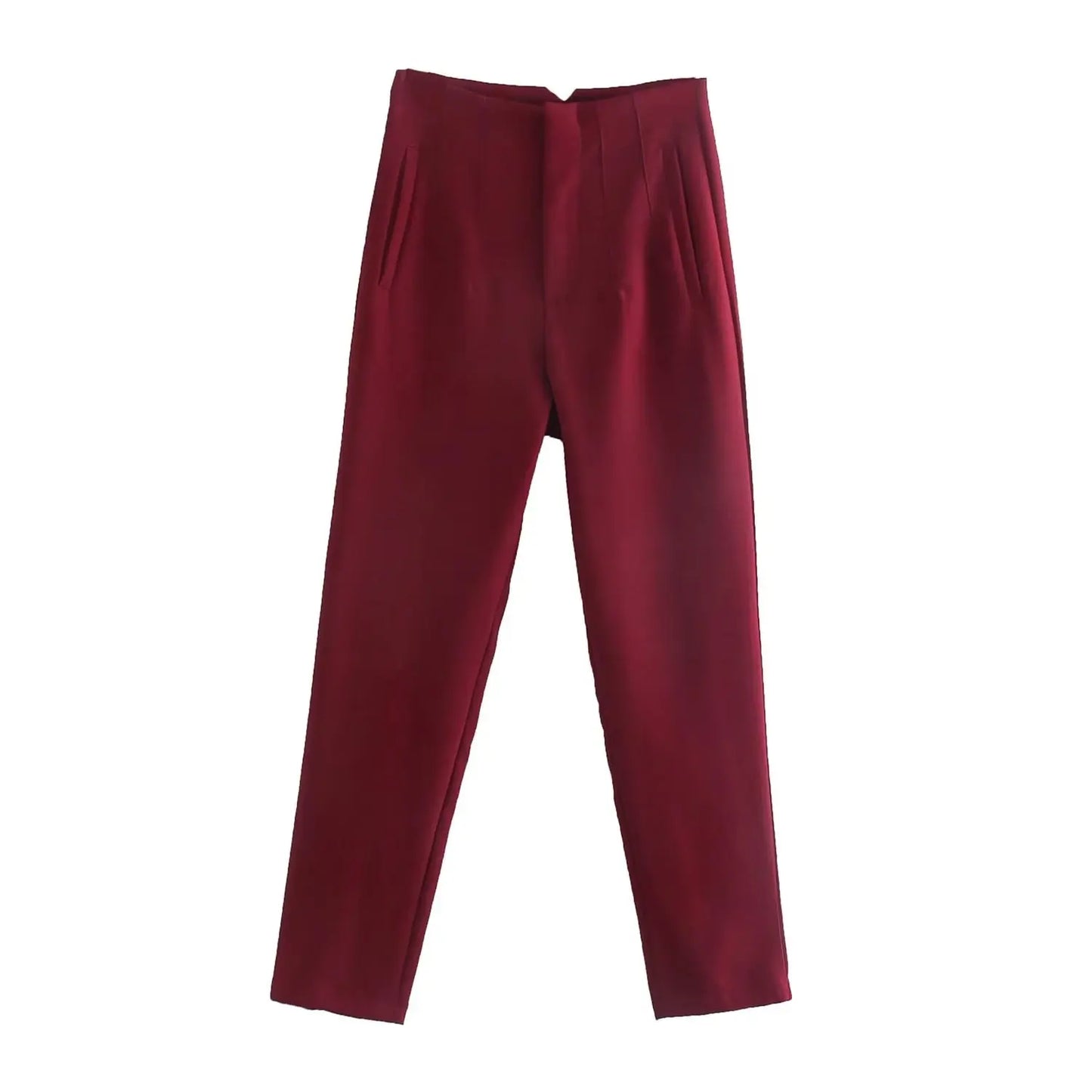 Women Fashion High Waist Zipper Trousers