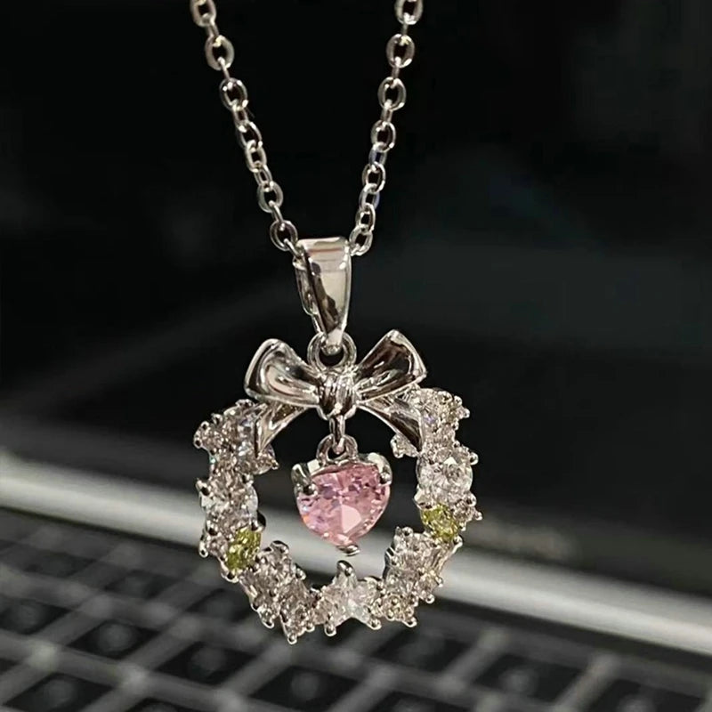 Crystal Angel Wings Heart Necklace